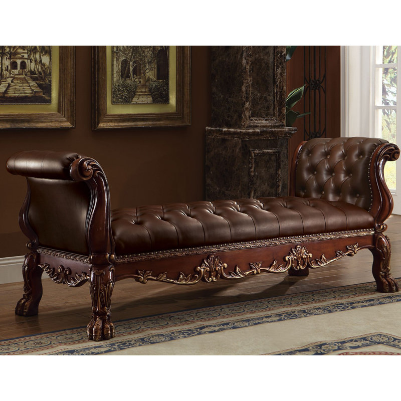 Astoria Grand Cullen Leather Upholstered Bench & Reviews | Wayfair